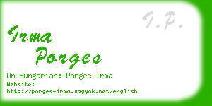 irma porges business card